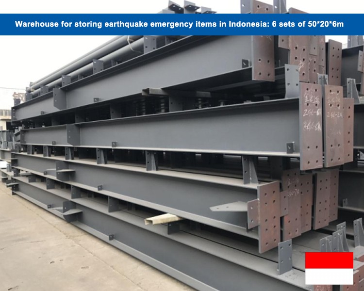 Warehouse for storing earthquake emergency items in Indonesia: 6 sets of 50*20*6m